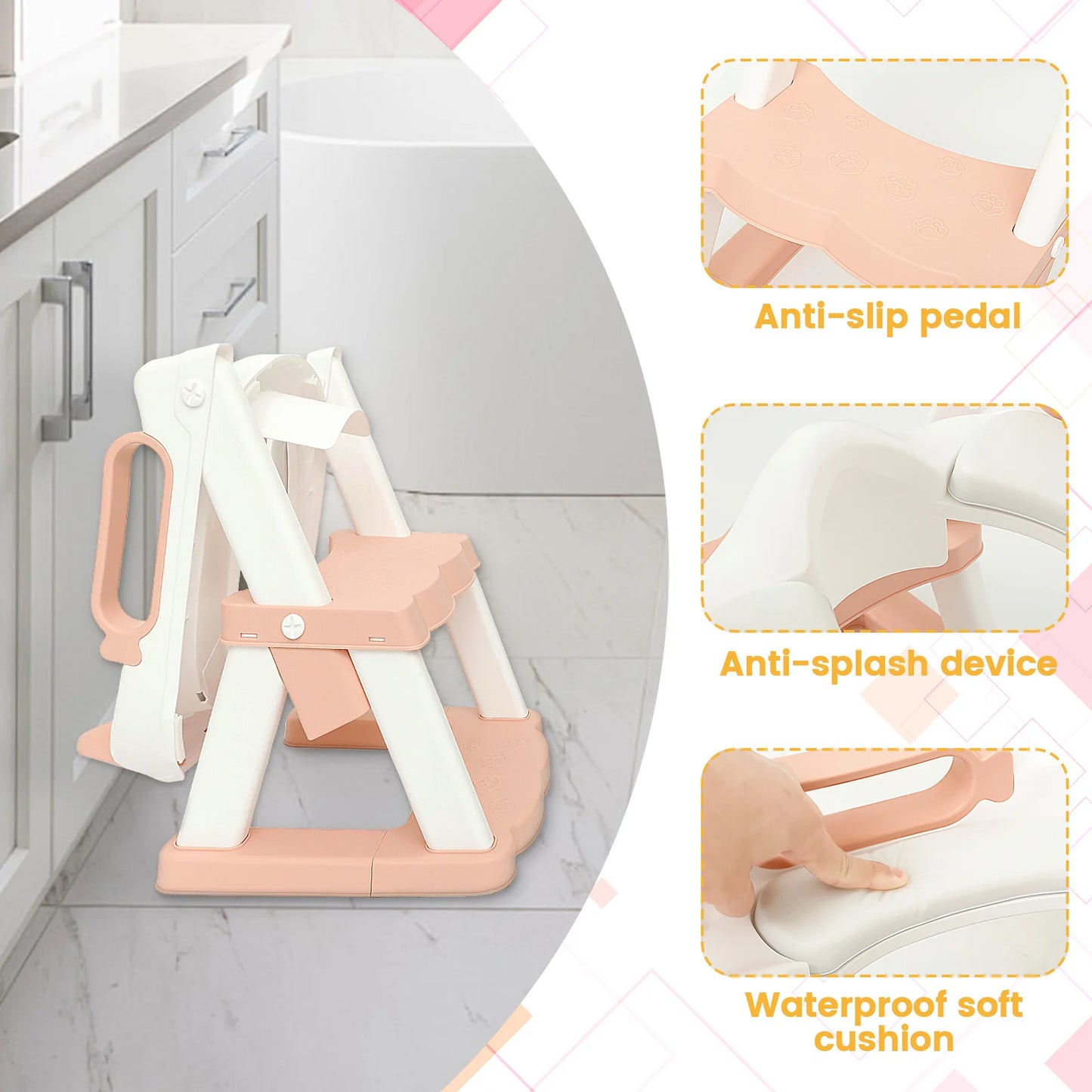 New Foldable Children's Toilet Seat Portable Baby Potty Training Toilet Cushion Toddler Auxiliary Pot Step Stool Urinal