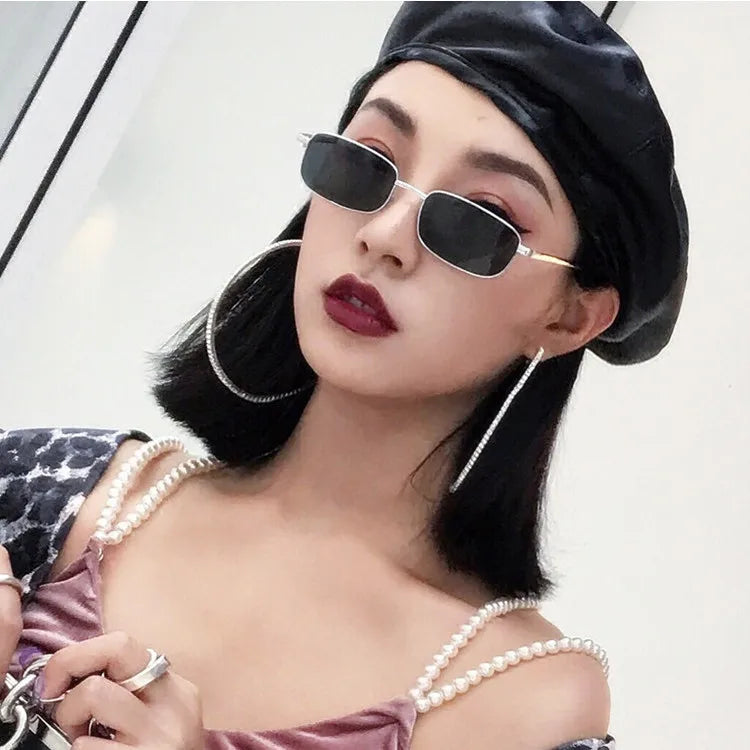 Fashion Rectangle Sunglasses Men Women Vintage Square Driving Sun Glasses Luxury Brand Metal Frame Eyewear Lentes De Sol