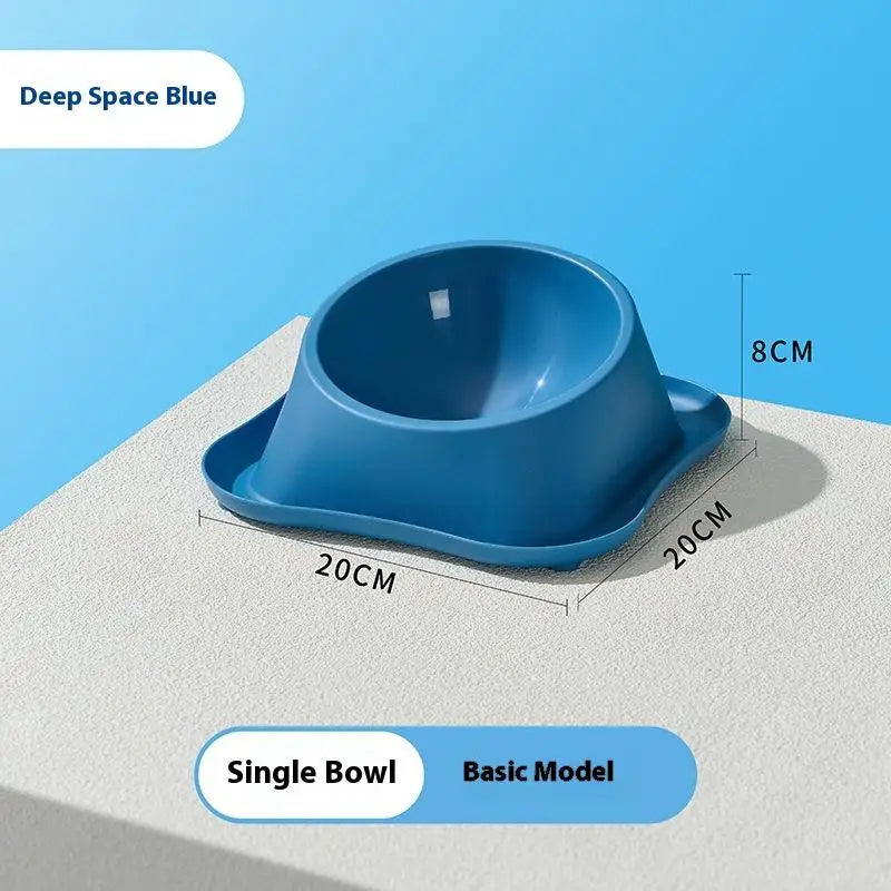1pc Stainless Steel Double Cat Dog Bowl Cat Food Container Non-slip Base Pet Water Feeder Tilt Safeguard Neck Puppy Cats Bowls