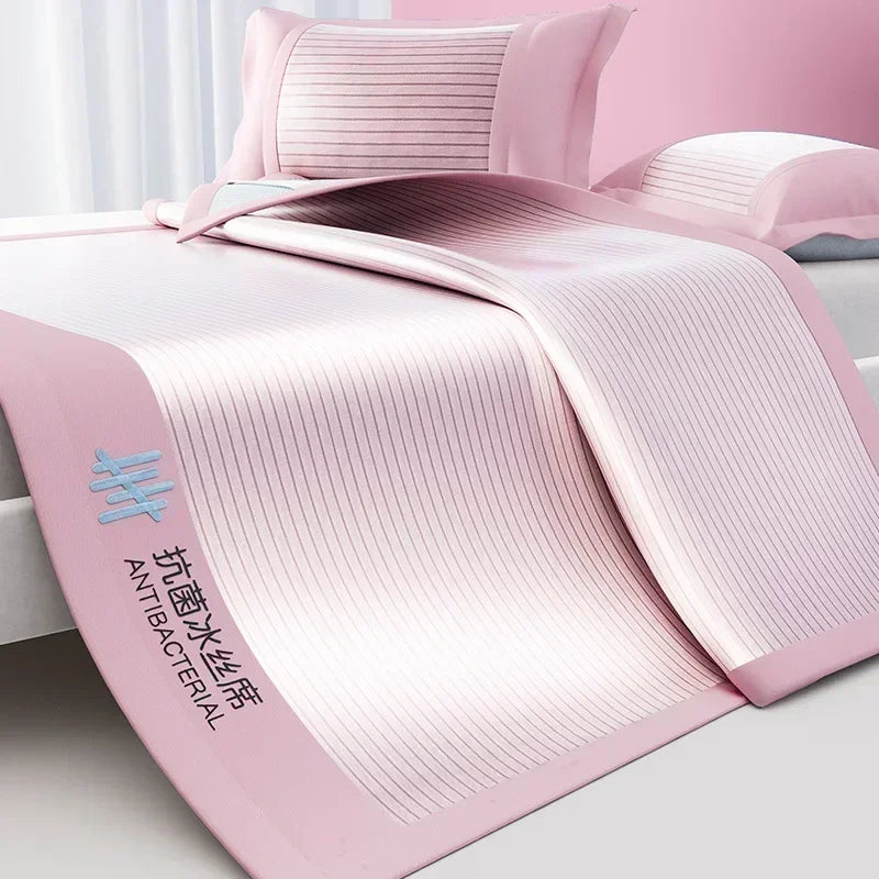 New Silky Touch Antibacterial Cooling Mattress Sleeping Naked Skin-friendly Summer Sleeping Mat Solid Color Cushion for Bedding
