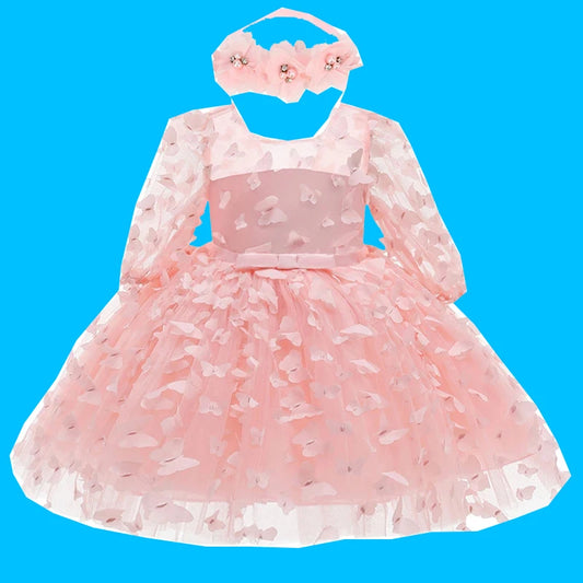 2025 New 3-24 Months Newborn Dress Flowers Mesh Fashion Party Little Princess Baby Dress Christmas Birthday Gift Kids Clothes