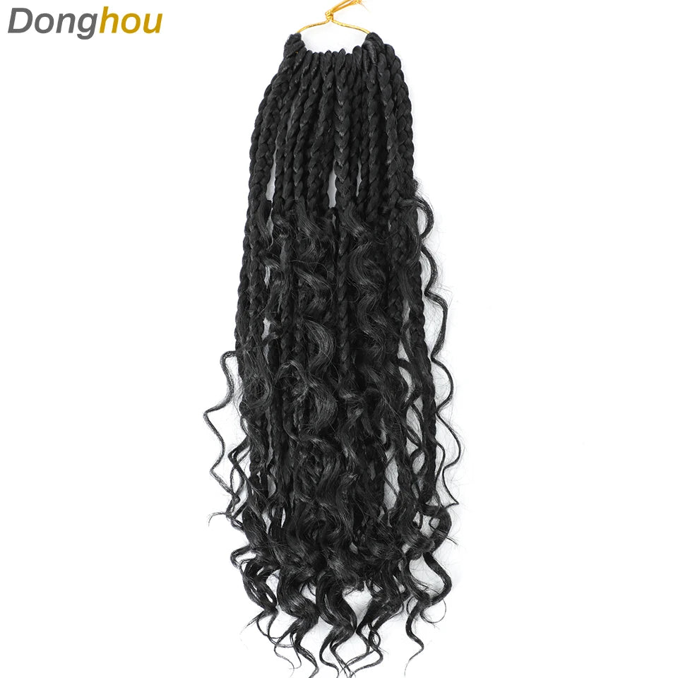 14 18 24 Inch Boho Box Braids Crochet Braids Curly Ends 1B 30 27 #4 Bug 8 Colors Ombre Goddess Bohemian Box Braids Crochet Hair