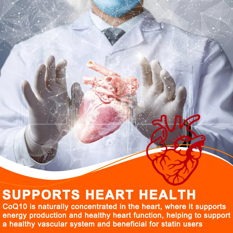 COQ10 Coenzyme Q10 200mg for Energy, Antioxidant, Cardiovascular, Brain Health Natural Non-GMO