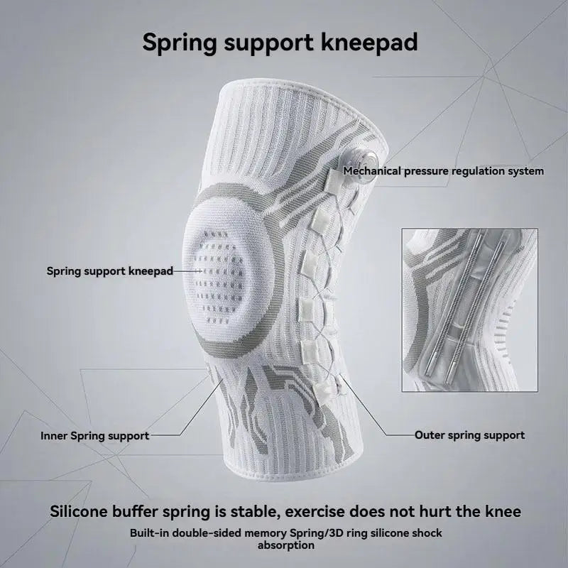 Right Leg Knob-Adjustable Sports Knee Brace with Spring Support Silicone Shock Absorption And Compression Knit for Knee Support