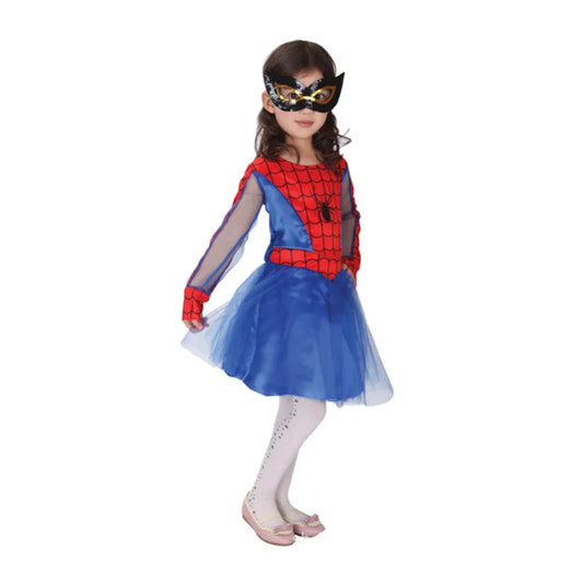 Kids Girls Spiderhero Costume Cosplay Spidergirls Dress Eye Mask Halloween Fancy Dress Clothing