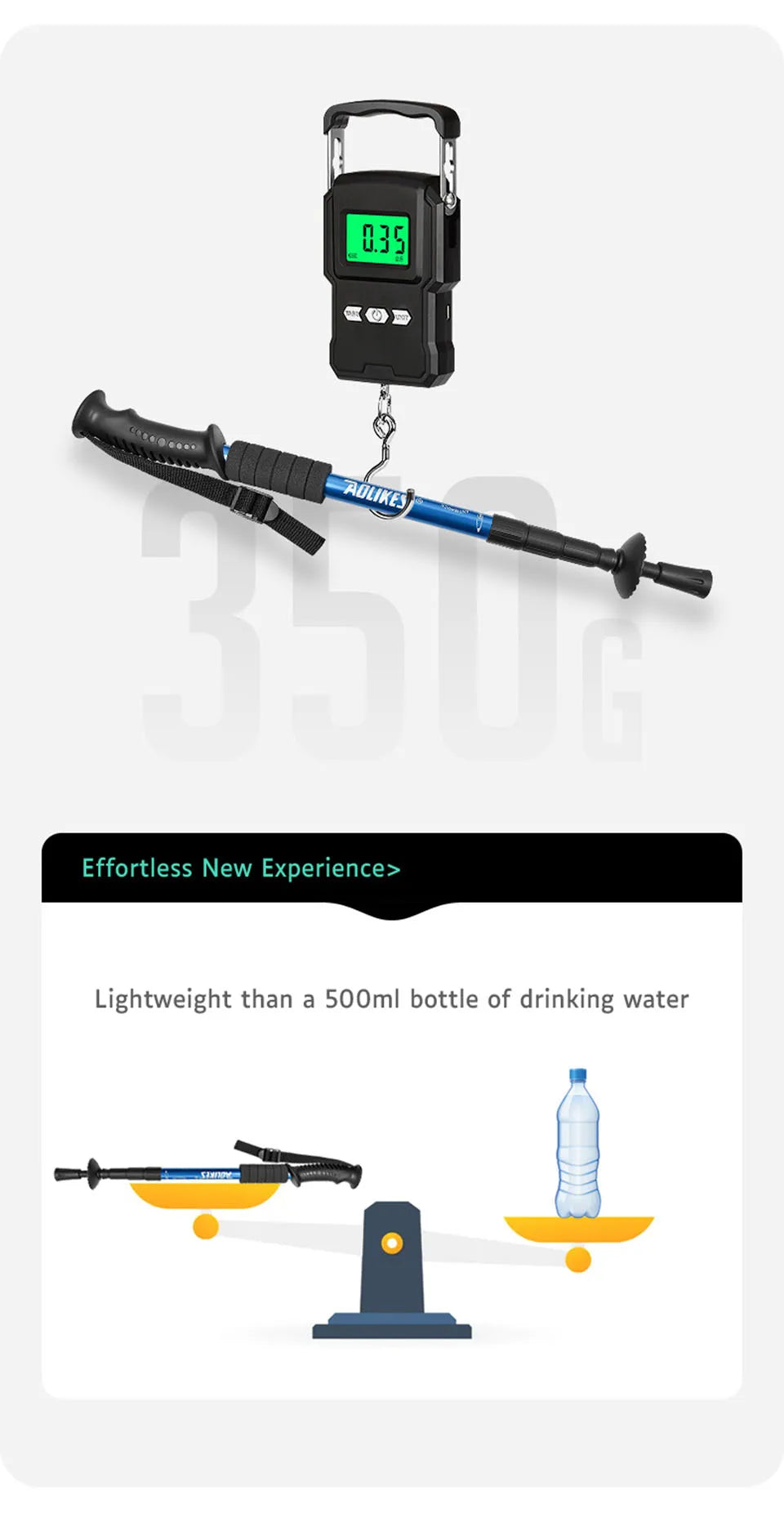 AOLIKES Aluminium Alloy Teleskopic Stick Hiking Poles Bastão De Trekking Walking Stick Ultralight Absorber Walking Cane