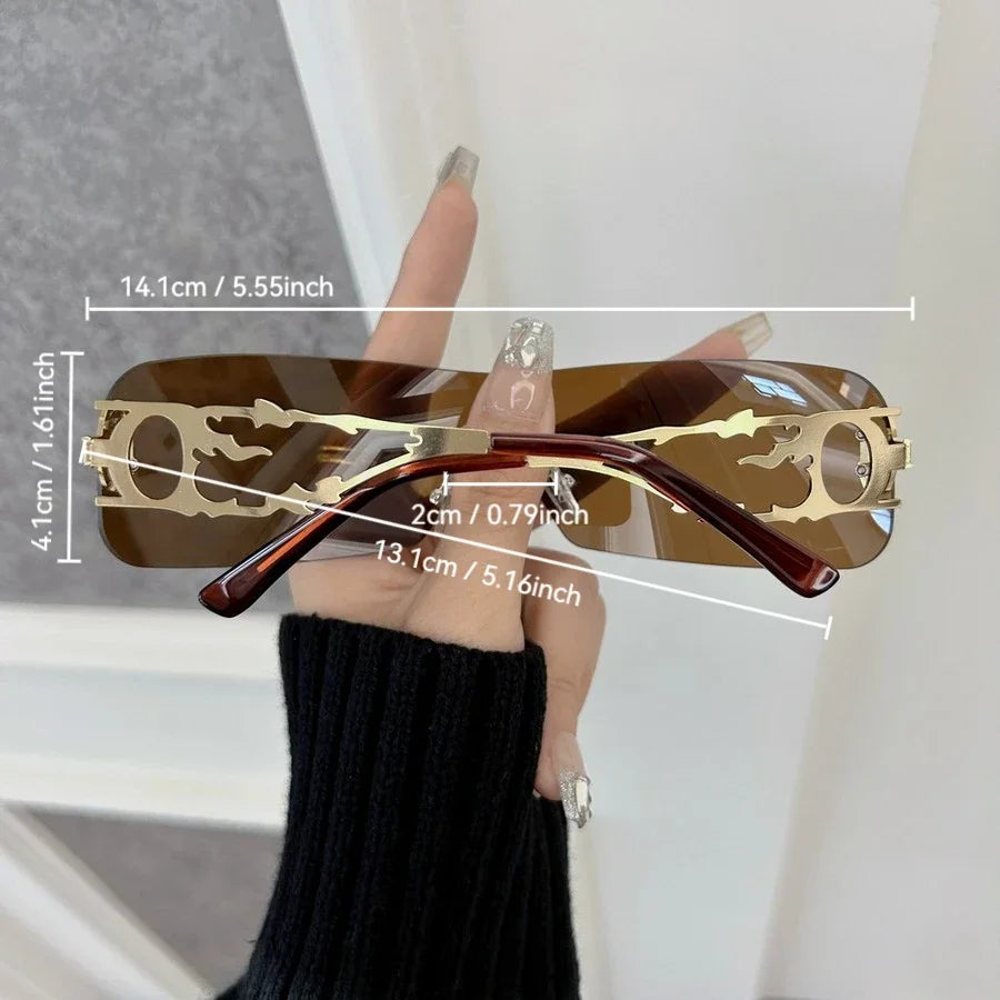 Colorful Square Sunglasses Women Men Rimless Sun Glasses Female Male Designer Brand Unisex Travel Outdoor Oculos De Sol