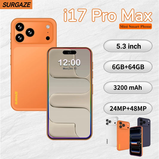SURGAZE 2026 Global Version i17 Pro Max Smartphone 3200mAh Battery 5.3Inch Phone 5G Network Mobile Phone Arrival