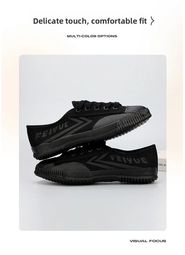 DaFu Flying Men's Running Jump Far Athletic Shoes Sports Women's Canvas Couple's Black Shoes Low Top Breathable Rubber Sole