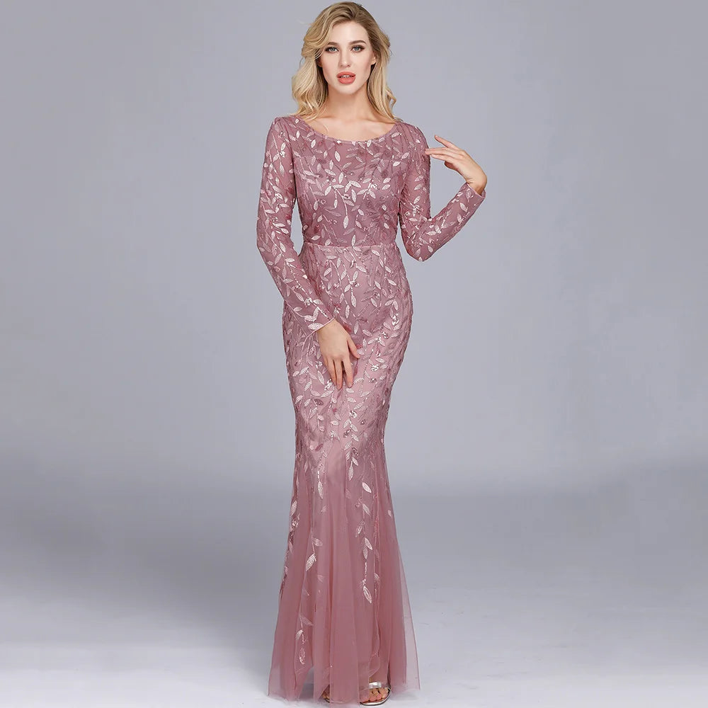 Sexy vintage Maxi Sequin cocktail Dress bridesmaid Prom Dresses for Women Casual Party Long sleeve club Bodycon Dress vestidos