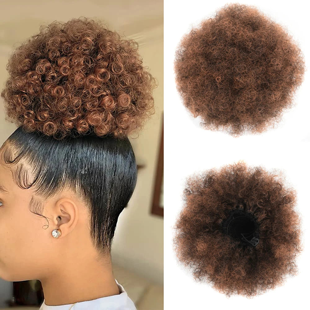 Synthetic Large Afro Puff Drawstring Ponytail Kinky Curly Bun HairPiece African American Clip in Updo Extensions for Black Women