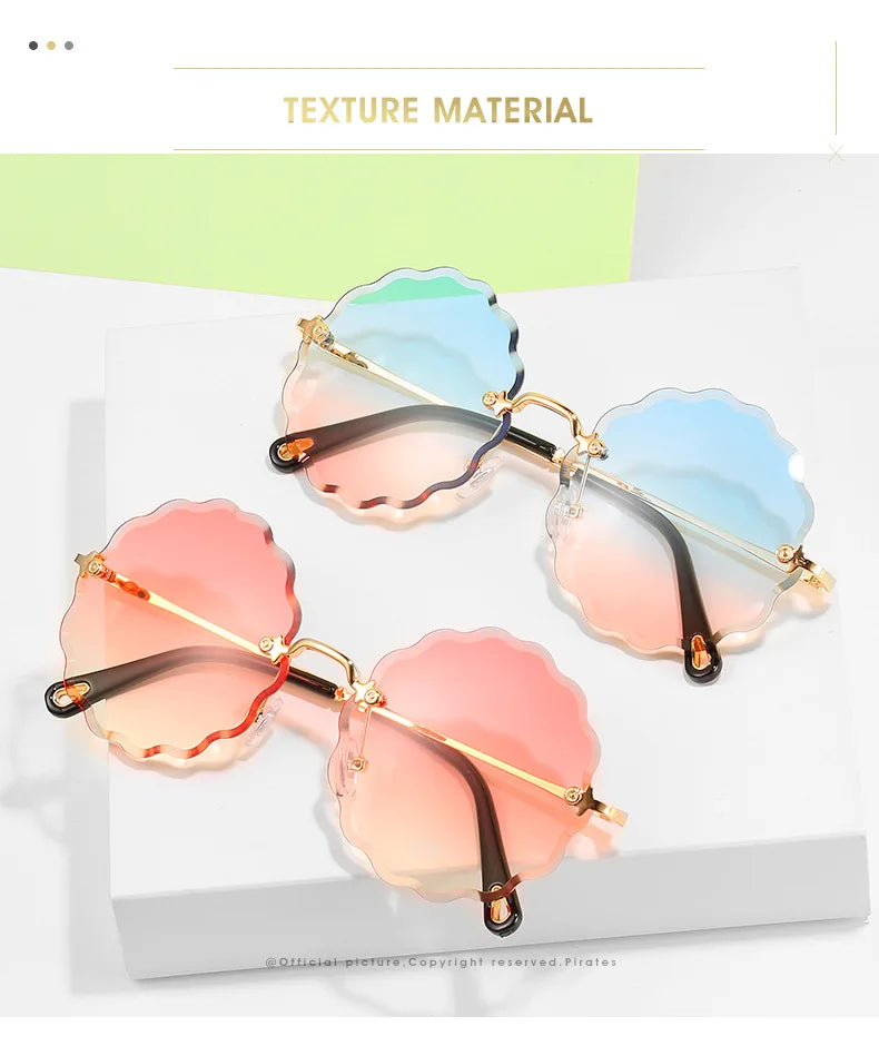 Oversized Round Sunglasses For Women Men Fashion Luxury Brand Design Rimless Sun Glasses Ladies Outdoors Travel Shades UV400