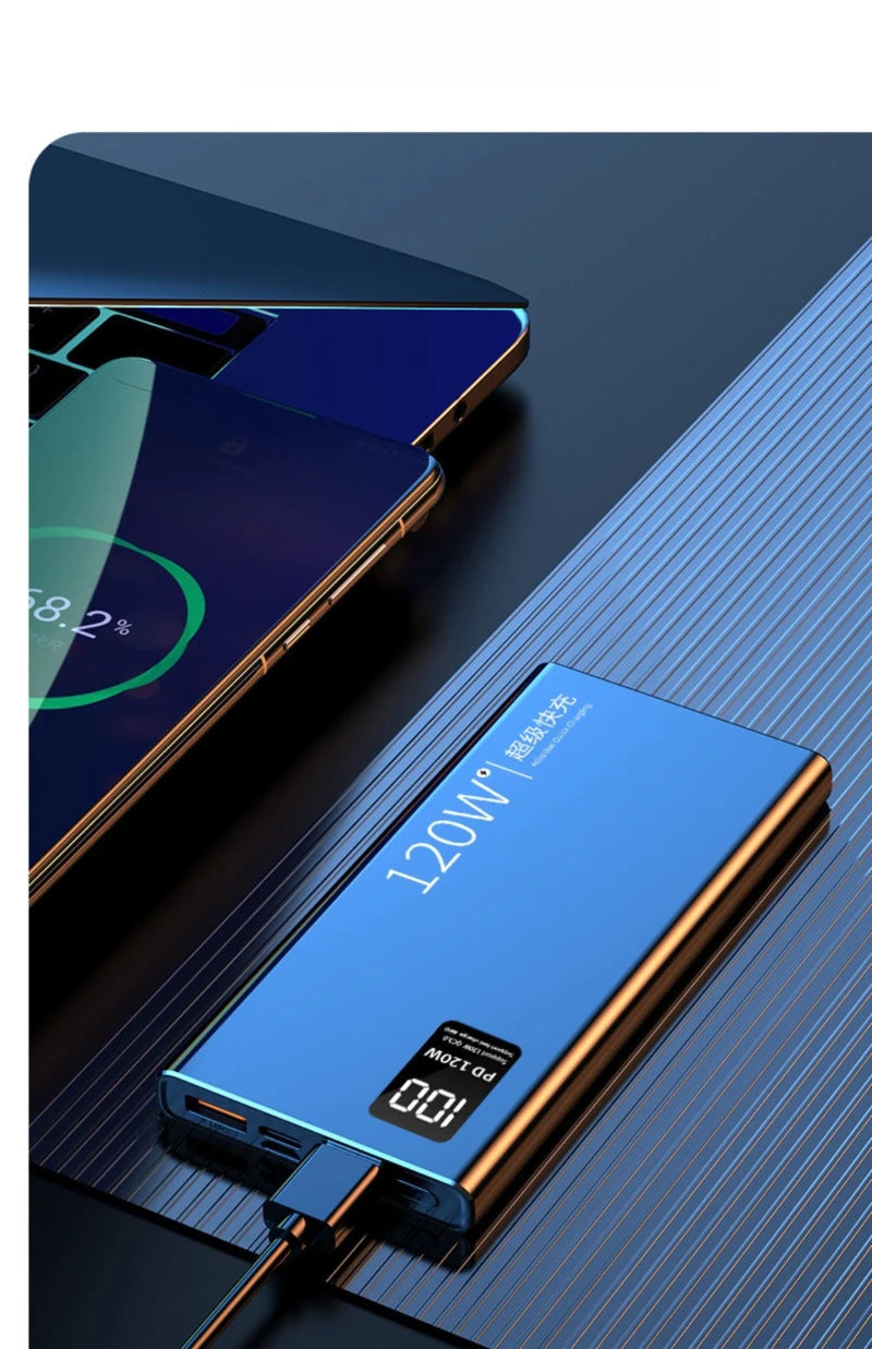 30000mAh PD18W 120W Power Bank Super Fast Charging Large Capacity Portable Battery Charger Digital Display For iPhone Xiaomi
