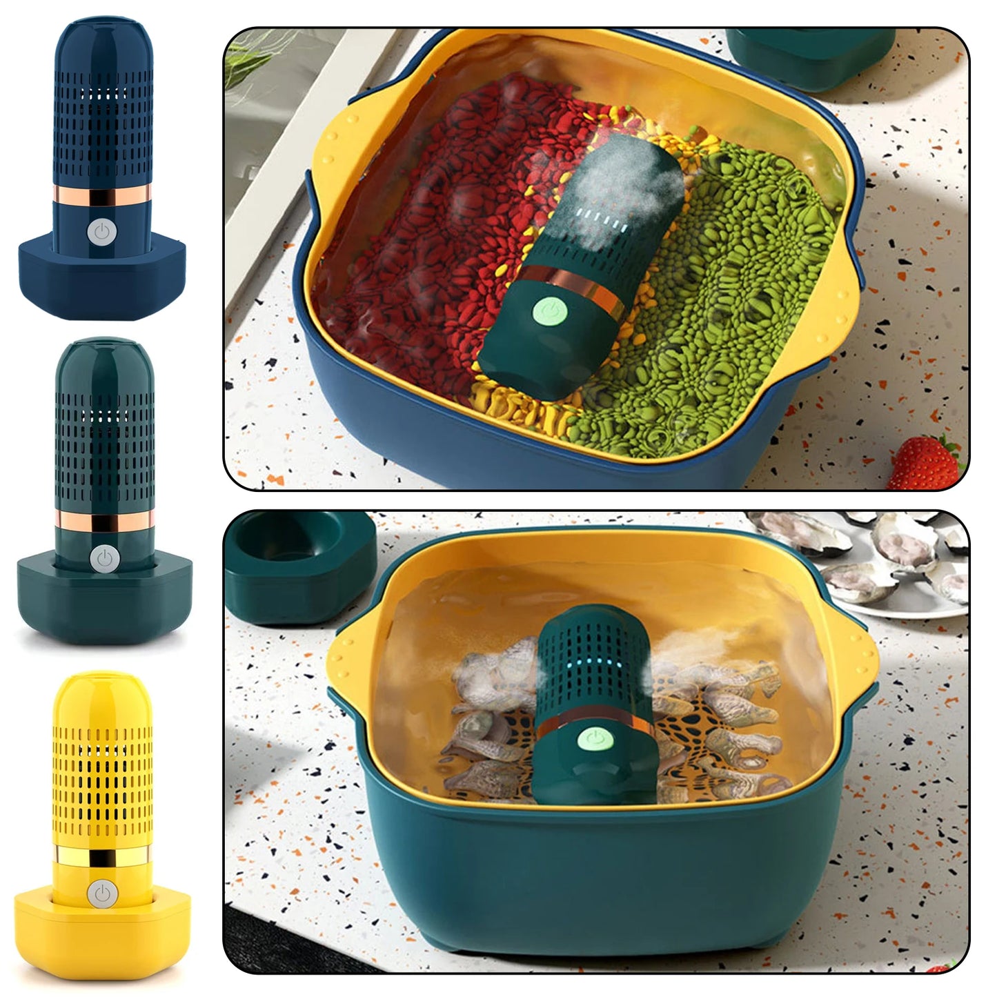 Fruit And Vegetable Purifier Machine Ultrasonic Cleaner Device Large Capacity Battery With Usb Fast Kitchen Countertop Sink