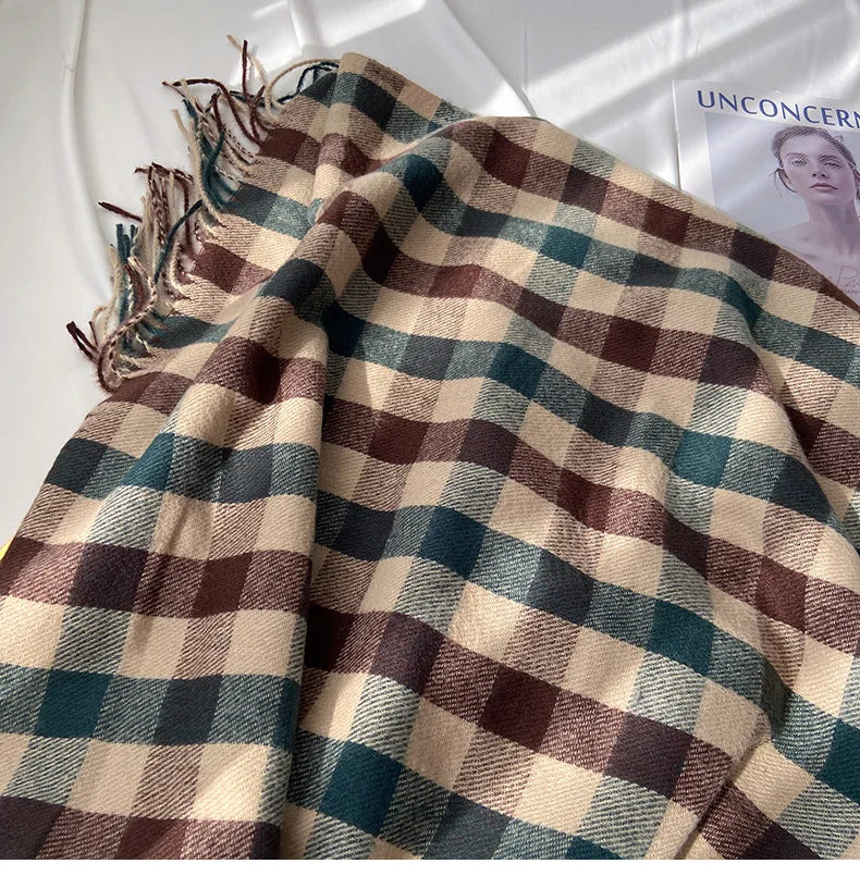 2025 Pamwallymensa Women's Scarf Winter Luxury Brand Tippet Scarves for Ladies Plaid Shawls Warm British Style Thicken Man