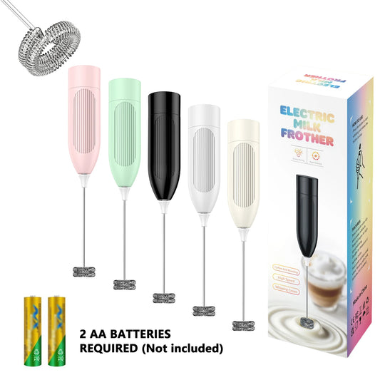 Milk Frother Handheld Electric Foam Maker Battery Powered Drink Mixer Stainless Steel Whisk for Coffee Latte Cappuccino