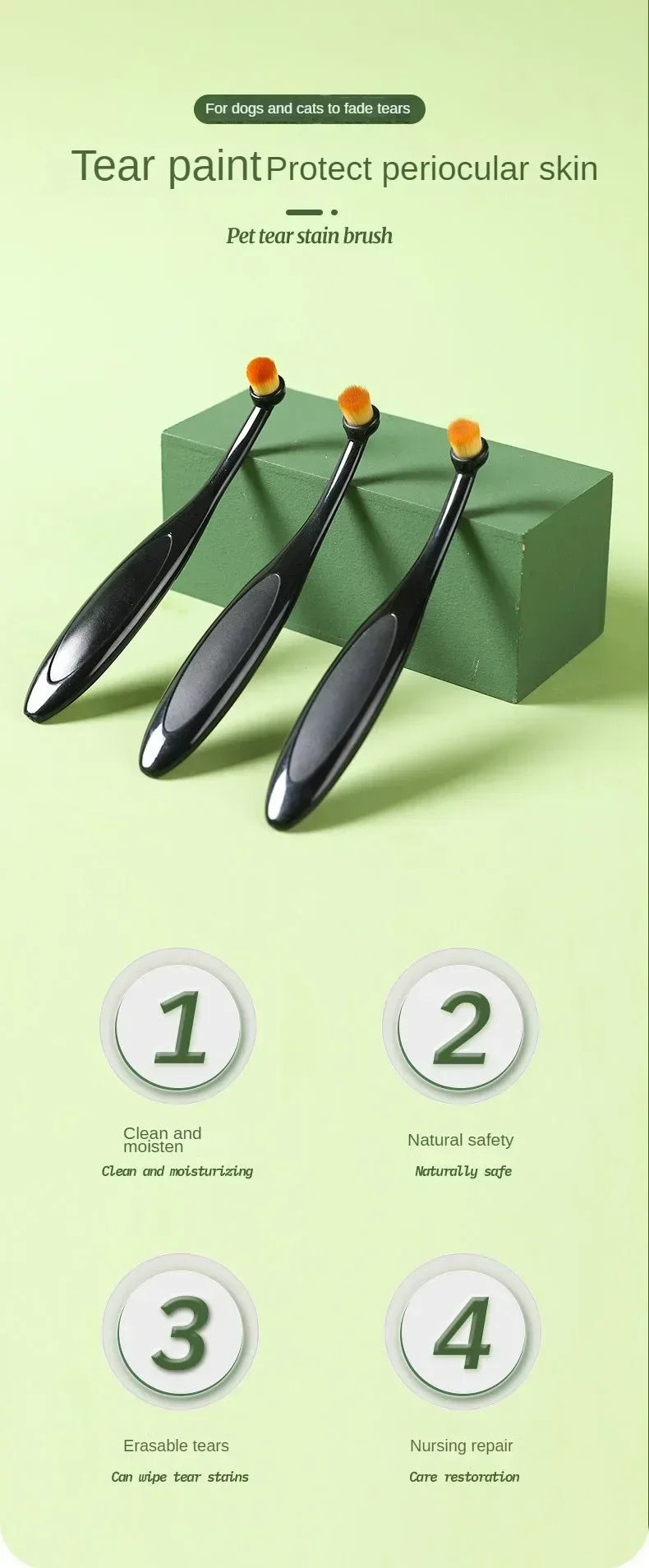 1-20PCS Pet Tear Stain Removal Brush Eye Cleaning Tool Tear Stain Powder Brush Eye Poo Brush for Dog Cat Grooming Makeup Use