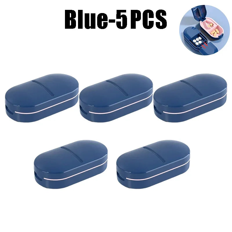 Medicine Pill Cutter Box Portable Drug Box Useful Grinder Splitter Medicine Pill Holder Tablet Cutter Splitter Divider Pill Case