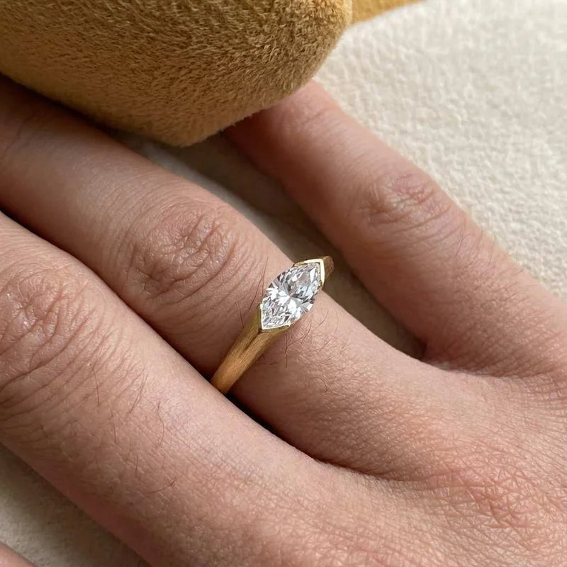 925 Sterling Silver Hot Sale Wedding Bands Women Rings with Marquise Zirconia Simple Elegant Female Accessories Trendy Jewelry