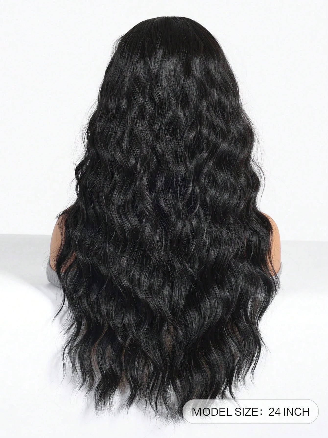 Long Wavy Women's Wig with Bangs, Black Wig, Curtain-Style Bangs Wig, Layered, 24inch Inches Long, Black Curly Wig, Exclusively for Women, Natural-Looking Synthetic Wig, Suitable for Daily Use, Parties, and Cosplay