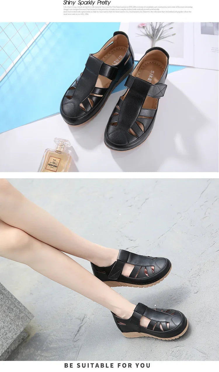 Women's Shoes Sandals Fashion Baotou Wedge Platform Sandals Ladies Retro Rome Sandalias Mujer Slip on Beach Shoes Footwear 2024