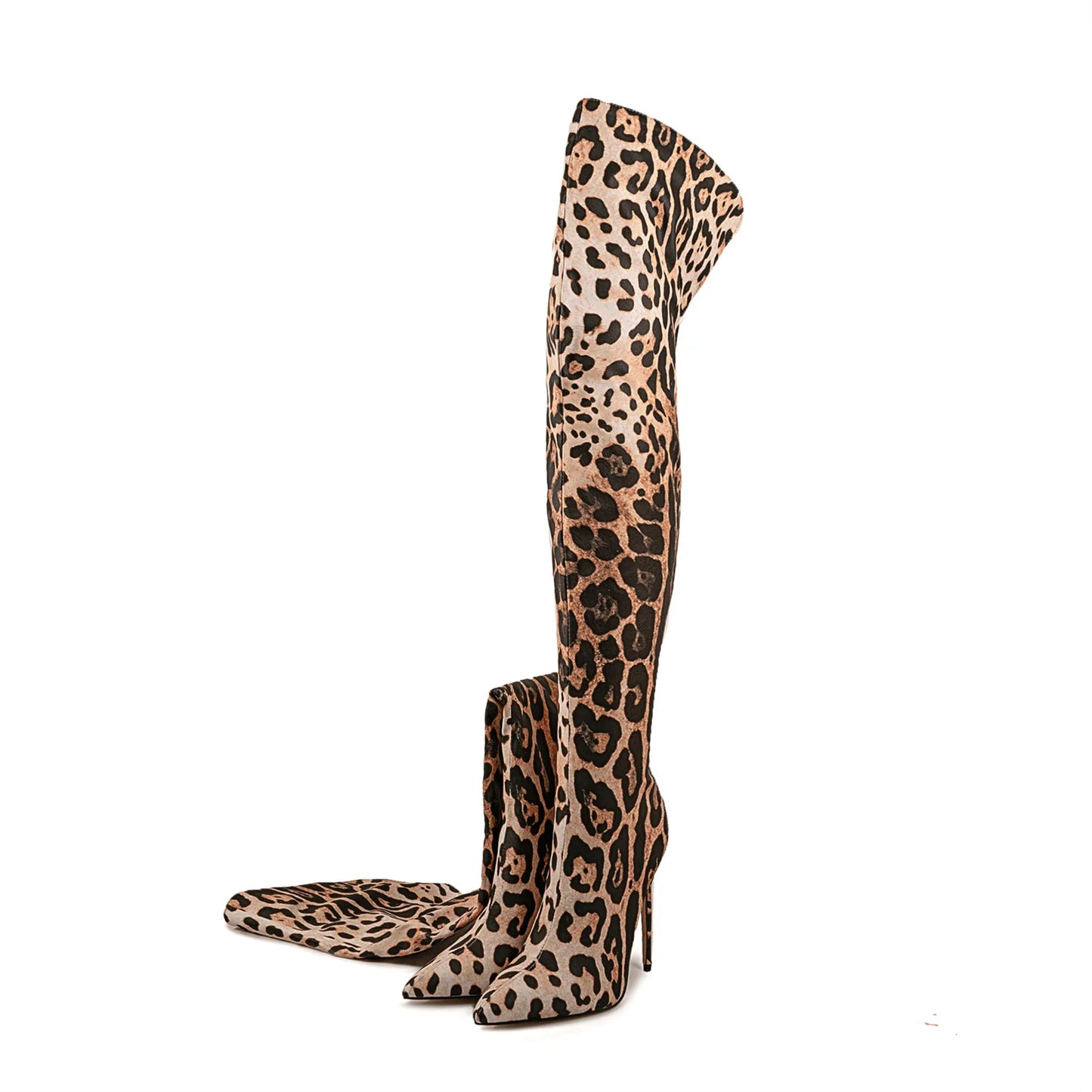 2024 Women's Euro-American Zebra Print Over-the-Knee Boots - Paneled Pointed-Toe Back-Zipper Stiletto, Plus Size Fashion Chic