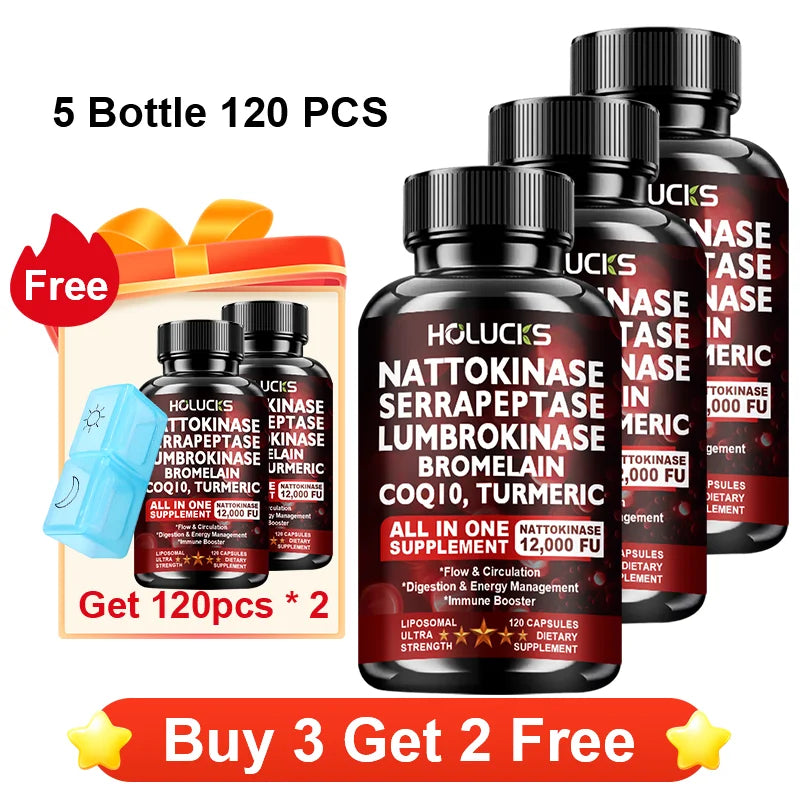 Liposomal Enzyme Blend Capsules Nattokinase Vitamin C B6 Magnesium, Support  Vascular, Enhance Digestion & Circulation  Health