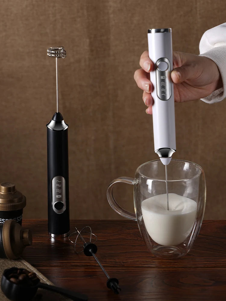 Handheld Wireless Double Stick Whisk, 3 Speed USB Rechargeable Electric Mixer for Coffee Milk Frother, Egg Beater & Custard Foam