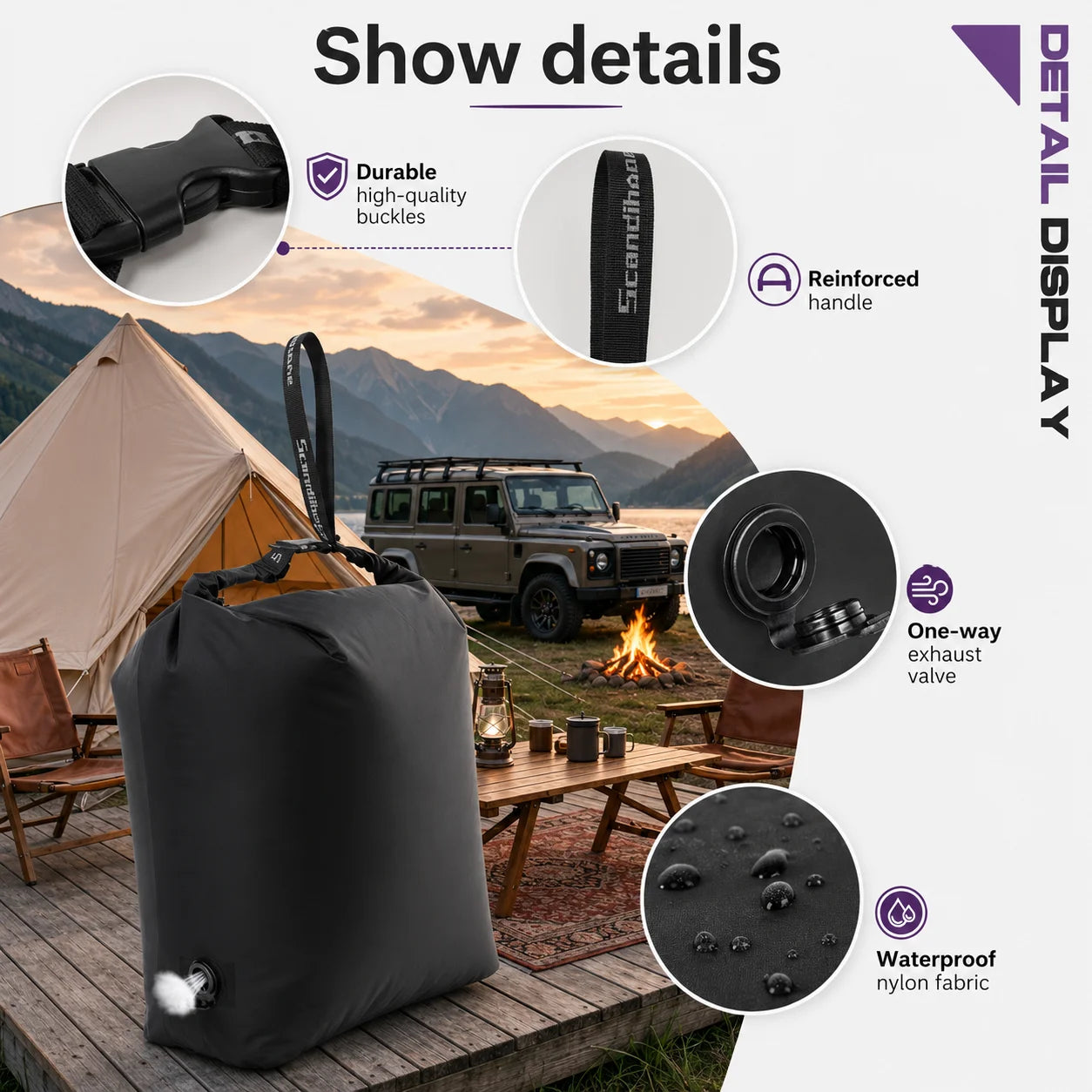 Glamping Vacuum Compression Bag No Pump Required Waterproof Gear Organizer for Sleeping Bag Down Jacket Vanlife Space Saver