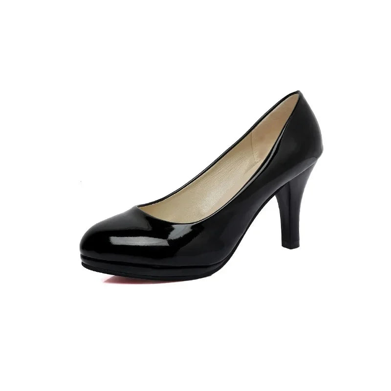 Spring Comfortable Professional Shoes Work Shoes Smart Casual Interview Shoes Women's Shoes Small Leather Shoes Medium Heel Blac