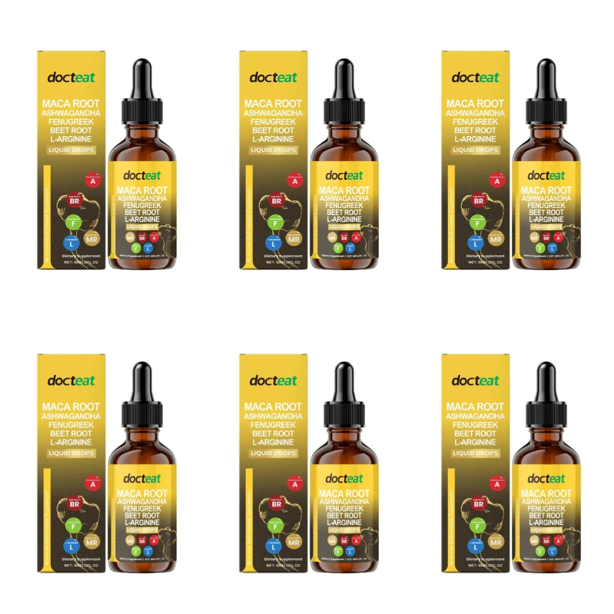 Maca Root Beet Root L-Arginine Liquid Drops Herbal Supplement for Men Energy Vitality Active Daily Wellness Support 60ml