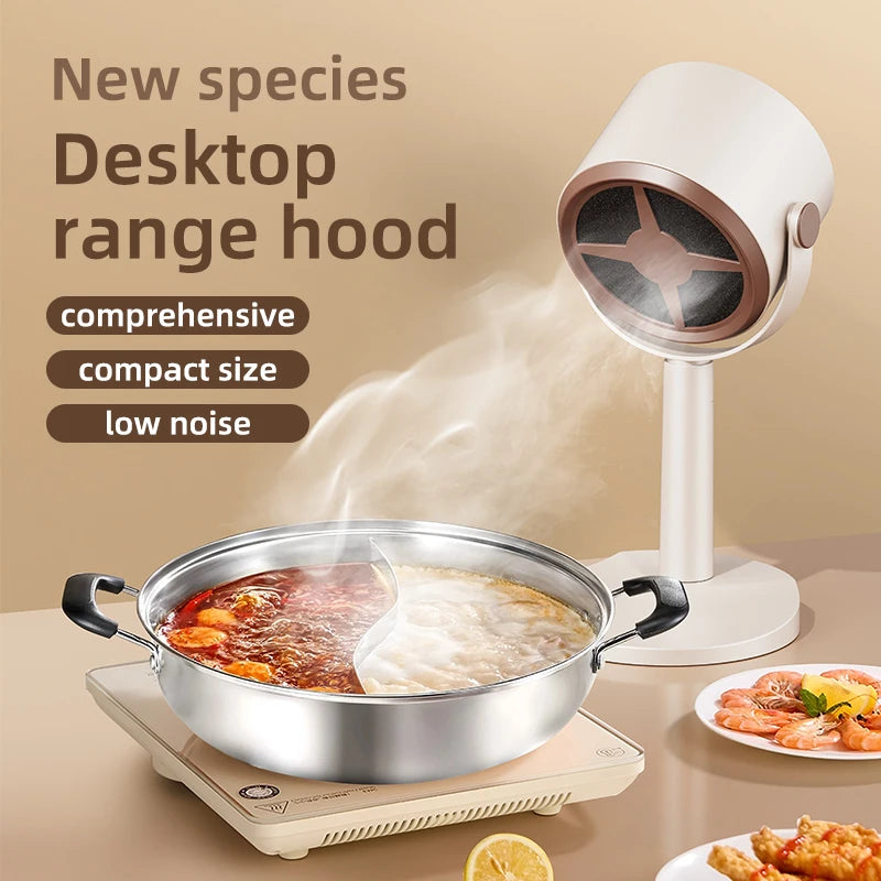 Electric Desktop Range Hood USB Adjustable Angle Portable Mini High Suction Power Exhaust Fan for BBQ Hot Pot Kitchen Appliance
