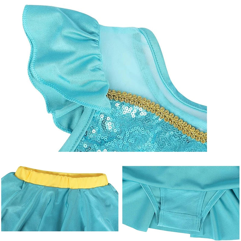 Girls Ruffle Style Princess Swimwear Rapunzel Separate Swimsuit Kids Elsa Anna Jasmine Princess Swimsuits Beach Bikini