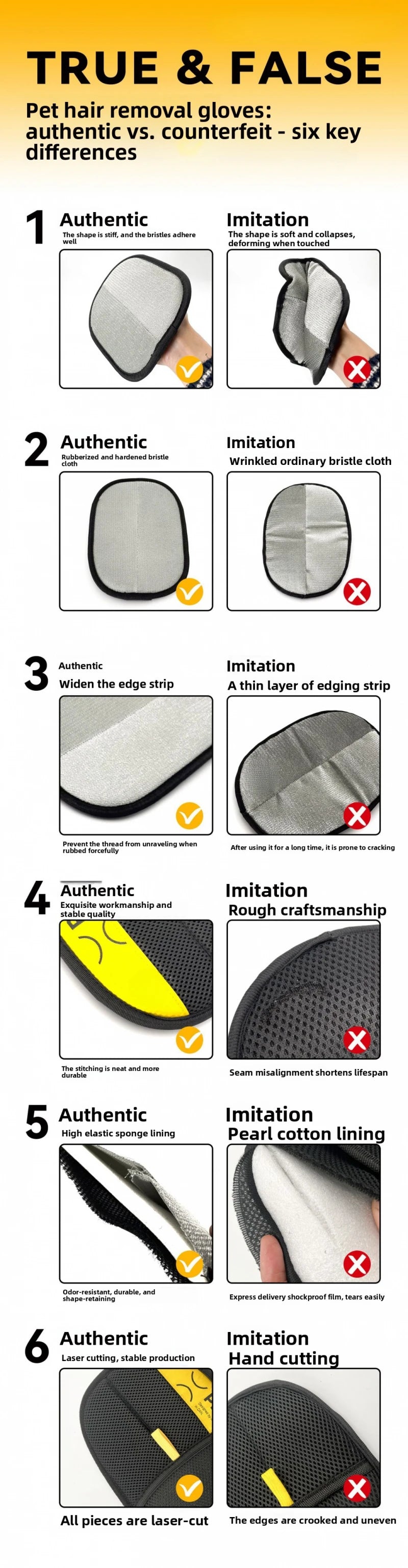 Upgrade Large Pet Hair Removal Grooming Gloves Static Fur Remover for Cat Dog Sofa Carpet Clothes