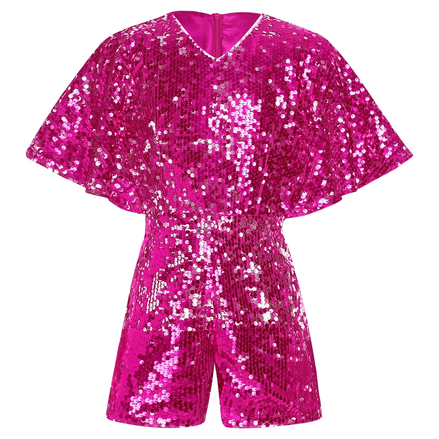 Kids Girls Shorty Unitard Sleeveless Sequin Rompers Leotard Bodysuit Performance Children Jazz Modern Dance Party Tap Costumes
