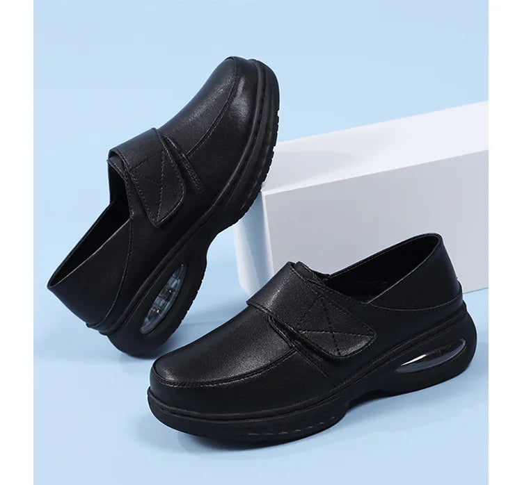 Platform White Shoes Women Casual Comfortable Light Nurse Work Shoes Fashion Slip on Non-slip Loafers Women Genuine Leather Shoe