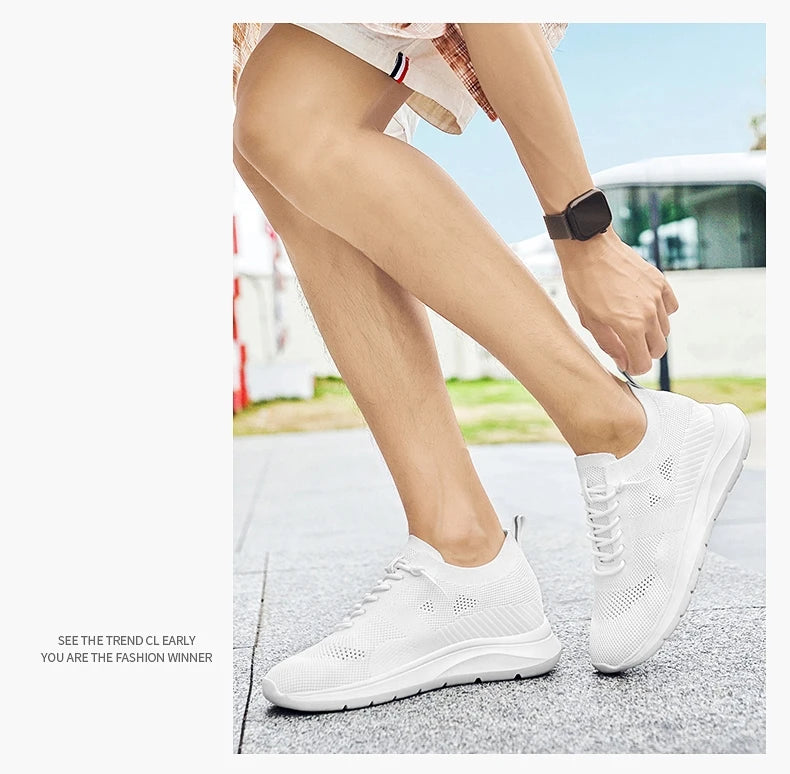 Unisex 6CM Height Increase Breathable Mesh Casual Shoes Lightweight Comfortable Elevator Sneakers for Men & Women Walking Shoes