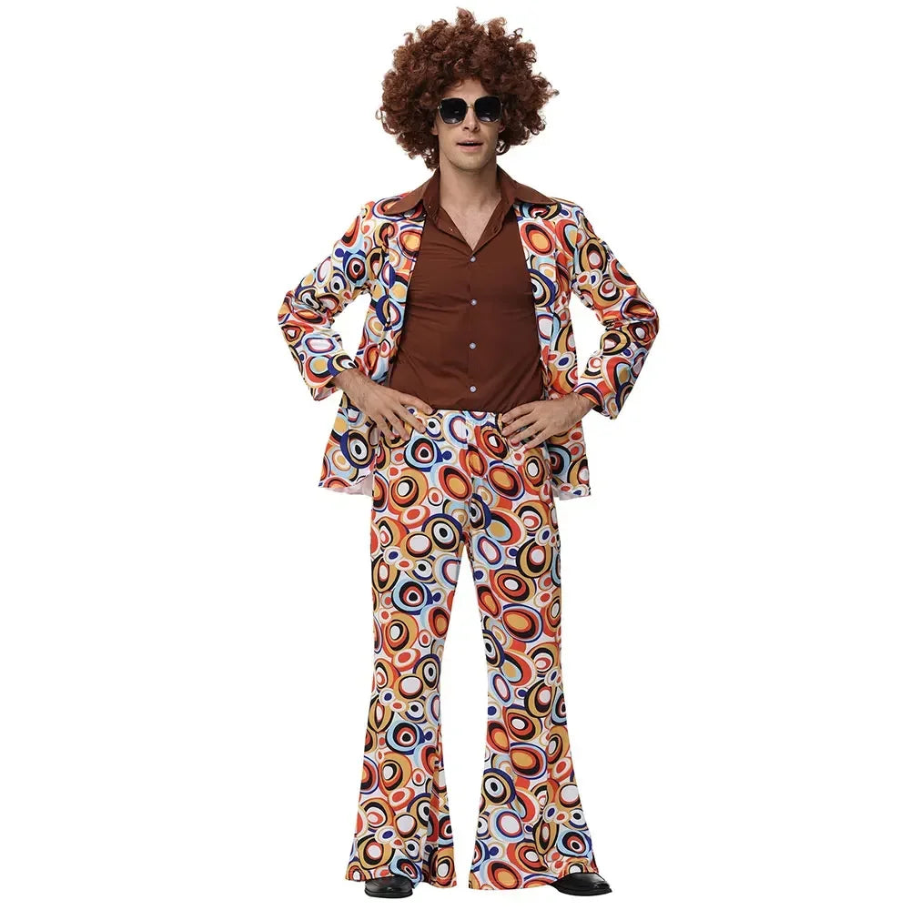 Halloween Party Disco Adult Couples Hippie Costumes Women Male 70s 80s Rock Disco Cosplay Outfits Dance Fantasia Costume