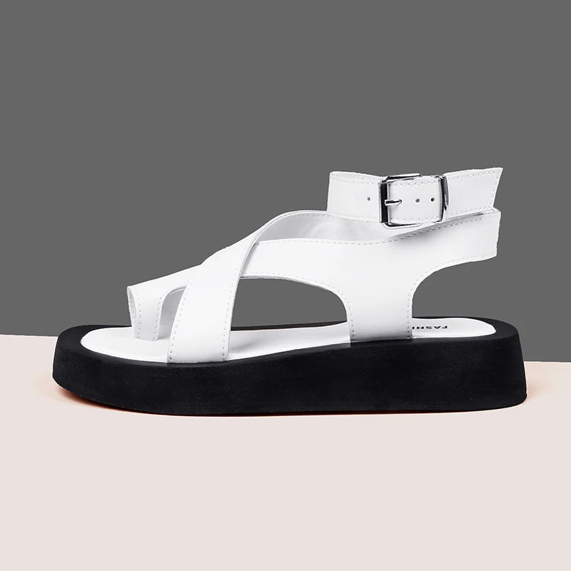 AIYUQI Women Summer Sandals 2024 New Genuine Leather Ladies Sandals Flat Fashion Sandals Women