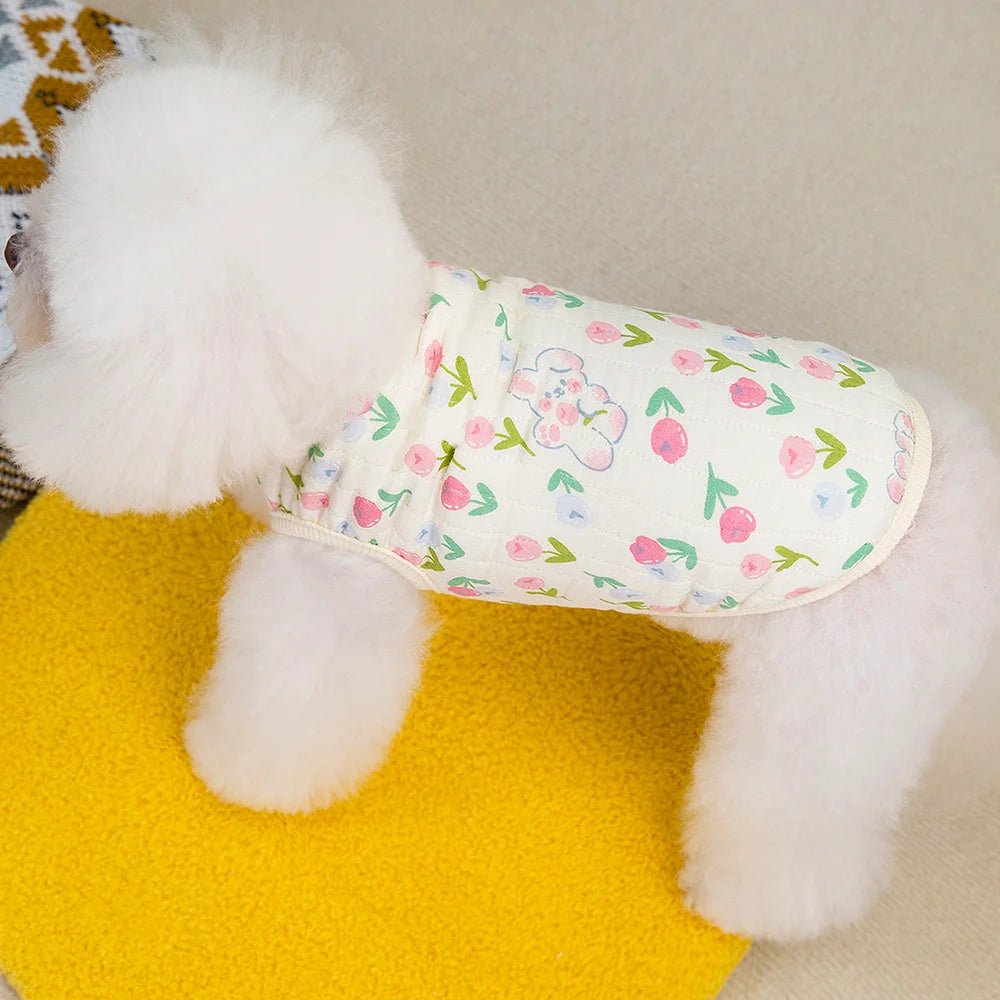 Cotton Pet Open Cardigan For Small Medium Dogs Cats Winter Warm Dog Clothes Teddy Bichon Cute Dogs Vest Pet Apparel