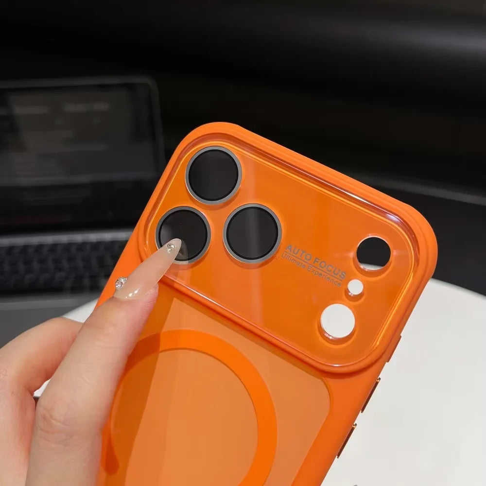 Large Window Glass Lens Colorful Acrylic For Magsafe Magnetic Phone Case For iPhone 17 16 15 14 13 Pro Max Shockproof Cover Q7