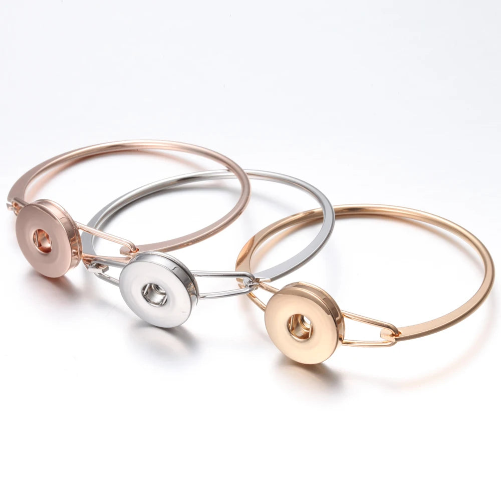 10pcs/lot Wholesale Metal 18mm Snap Button Bracelet Bangles Silver Gold Color Snap Bracelet Fit 20mm 18MM Snap Buttons Jewelry