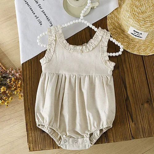 2025 New Summer Toddler Baby Girls Jumpsuit Short Sleeved Cotton Stripe Newborn Baby Girls Romper 0-24M Baby Girls Clothing