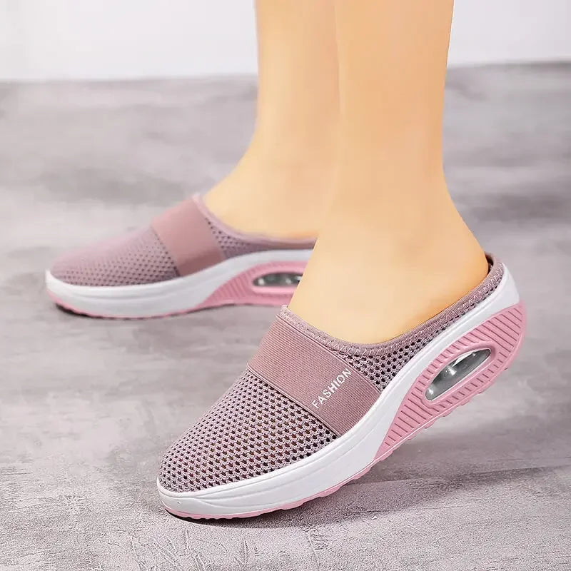Air Cushion Slip-On Women Walking Shoes Orthopedic Diabetic Ladies Platform Mules Mesh Lightweight Slippers Wedge Female Sneaker
