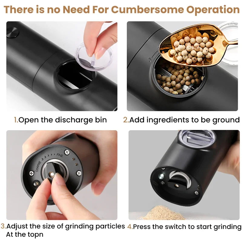 Electric Automatic Salt and Pepper Grinder Set with Led Light Grinder Set Spice Mill Adjustable Spices Grinder Kitchen Tools
