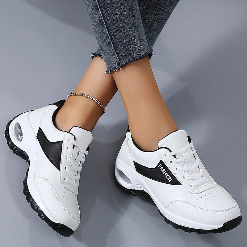 Women's Thick Sole Casual Sneakers women Fashion Vulcanized Shoes Designer Trainers Platform Lace Up Walking Shoes
