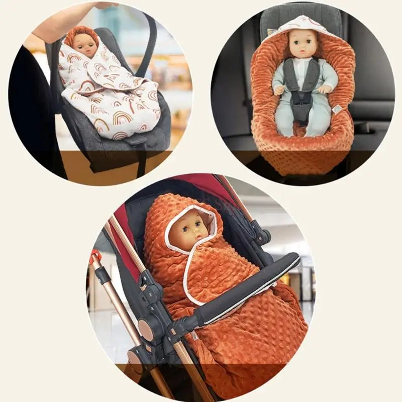 C9GB Baby Car Seats Wrap Blanket Breathable Cotton Baby Swaddles Multiple Pattern