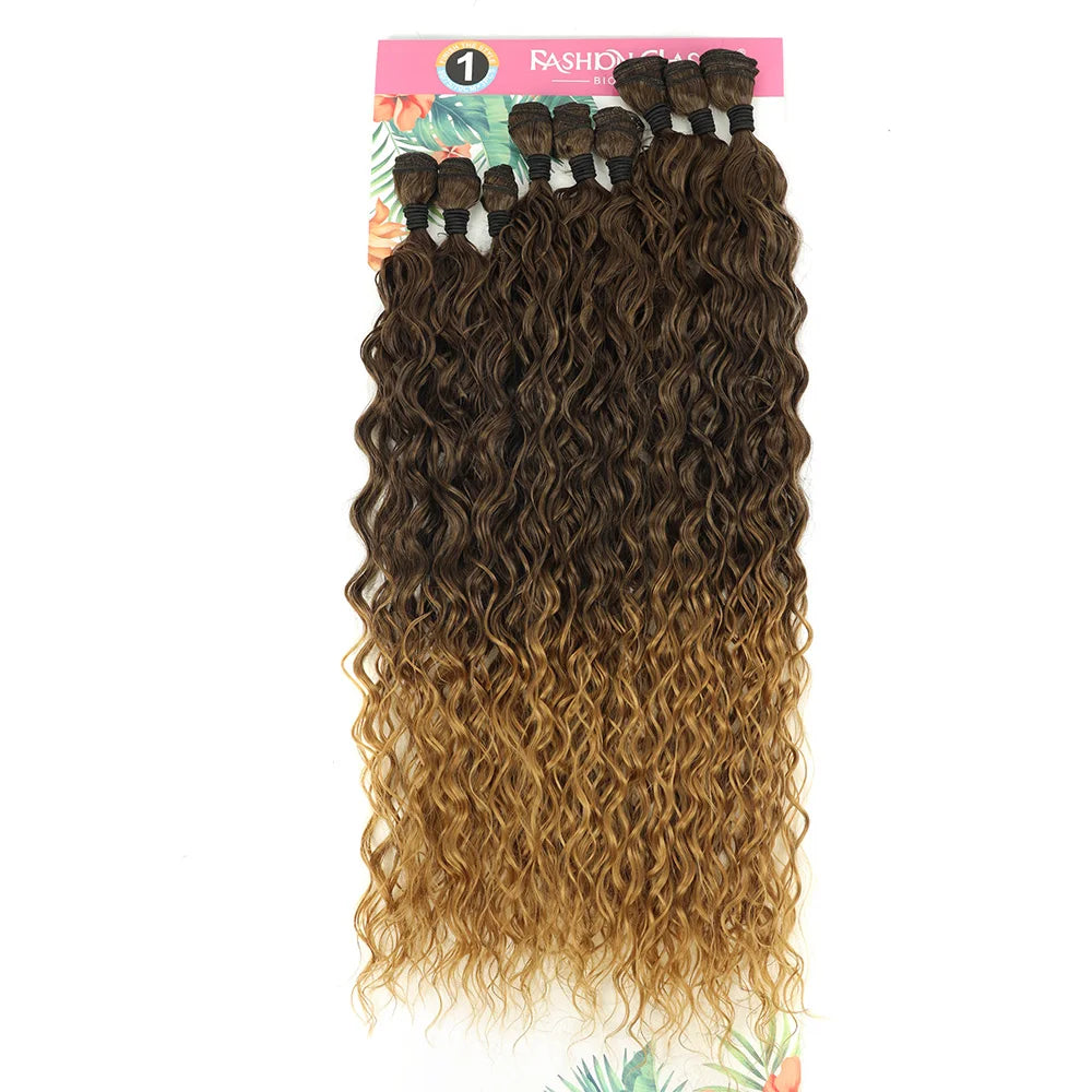 BOL Curly Hair Bundles 20 24 28Inch Long Synthetic Hair Exetension Fake Hair For Women Water Wave Heat Resistant 9Pcs Full Head