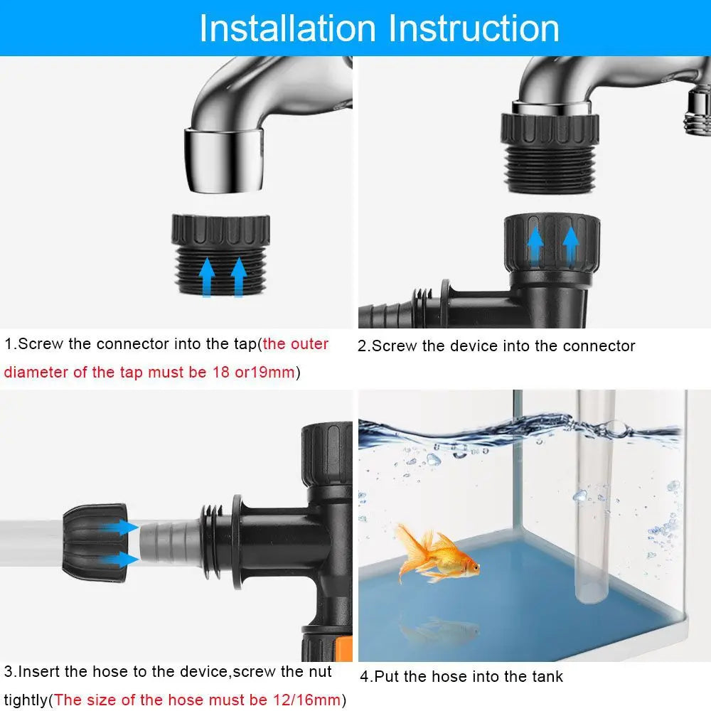 Faucet Aquarium Water Changer Fish Tank Cleaning Tools Siphon Universal Quick Pump Simple Aquarium Water Changing