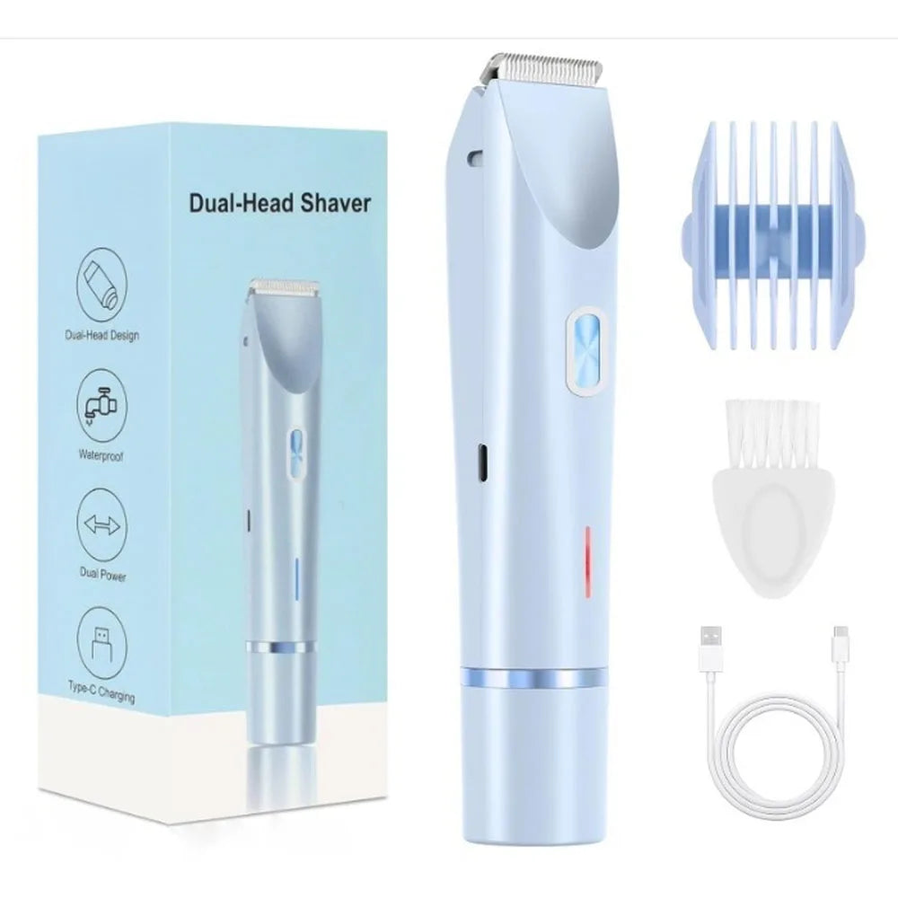 Electric Shaver for Woman Bikini Trimmer for Women Dual Head Electric Razor Waterproof Painless Bikini Shaver Pubic Hair Trimmer